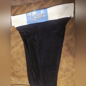 Victoria's Secret Bling Sparkle Pink Logo Black & White Yoga Legging Pants Sz. L